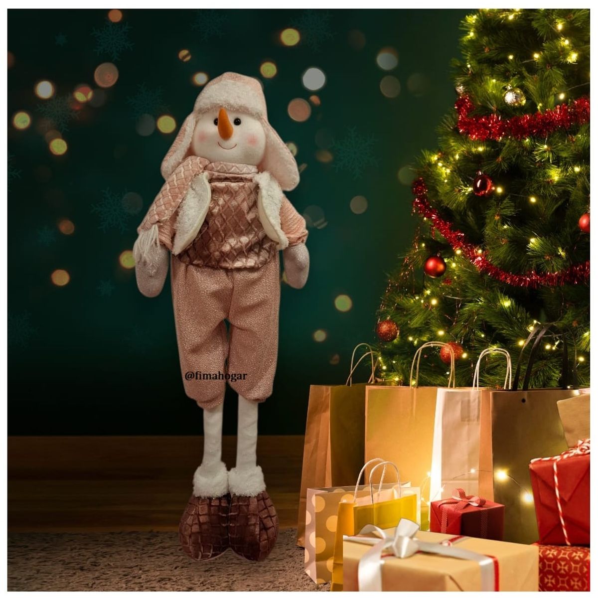 GENERICO - Muñeco de navidad patilarga nieve rosado 80 cm