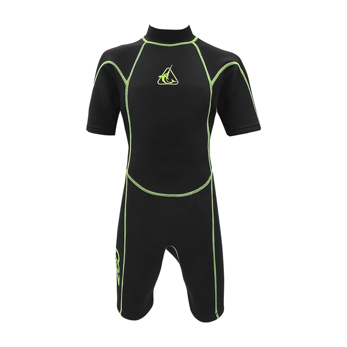 BOZ - Wetsuit de verano color negro y verde neón para niños unisex BOZ