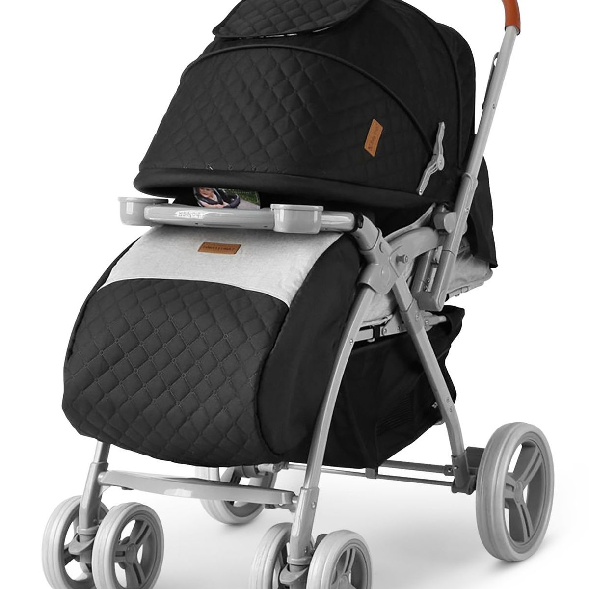BABY HAPPY - Coche Cuna para bebe LLanta Alta Mango forrado Barza Black