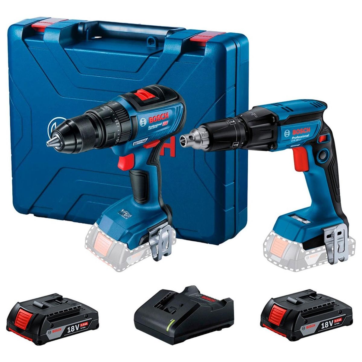 BOSCH - Atornillador para Drywall Bosch GTB185 2BAT+GSB 18V-50