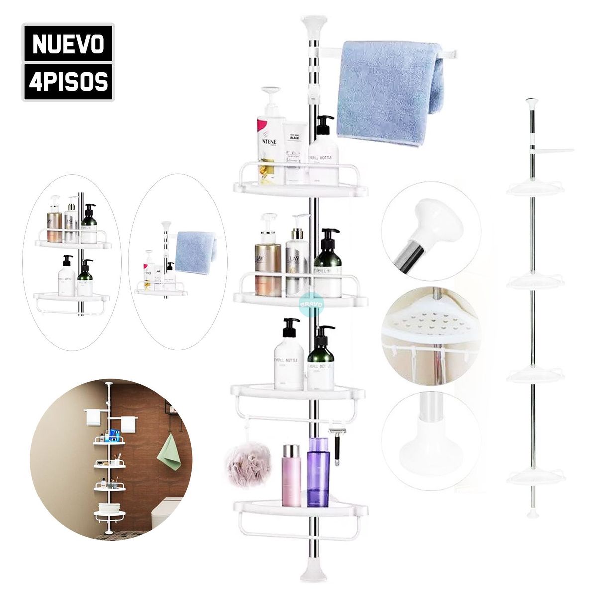 GENERICO - Esquinero Organizador 4 Niveles De Ducha