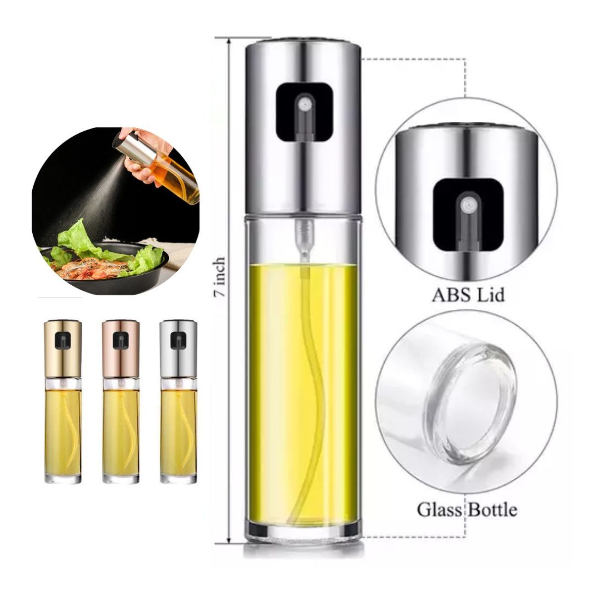 GENERICO - Aceitero de Vidrio Rociador Spray de Aceite Capacidad 100ml