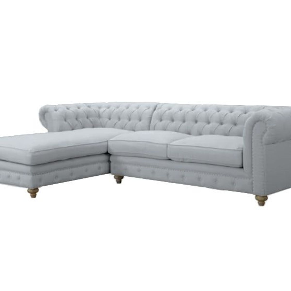 BARAKA HOME - Sofá Seccional Cheesterfield 3 Cuerpos Berovo - Gris Claro