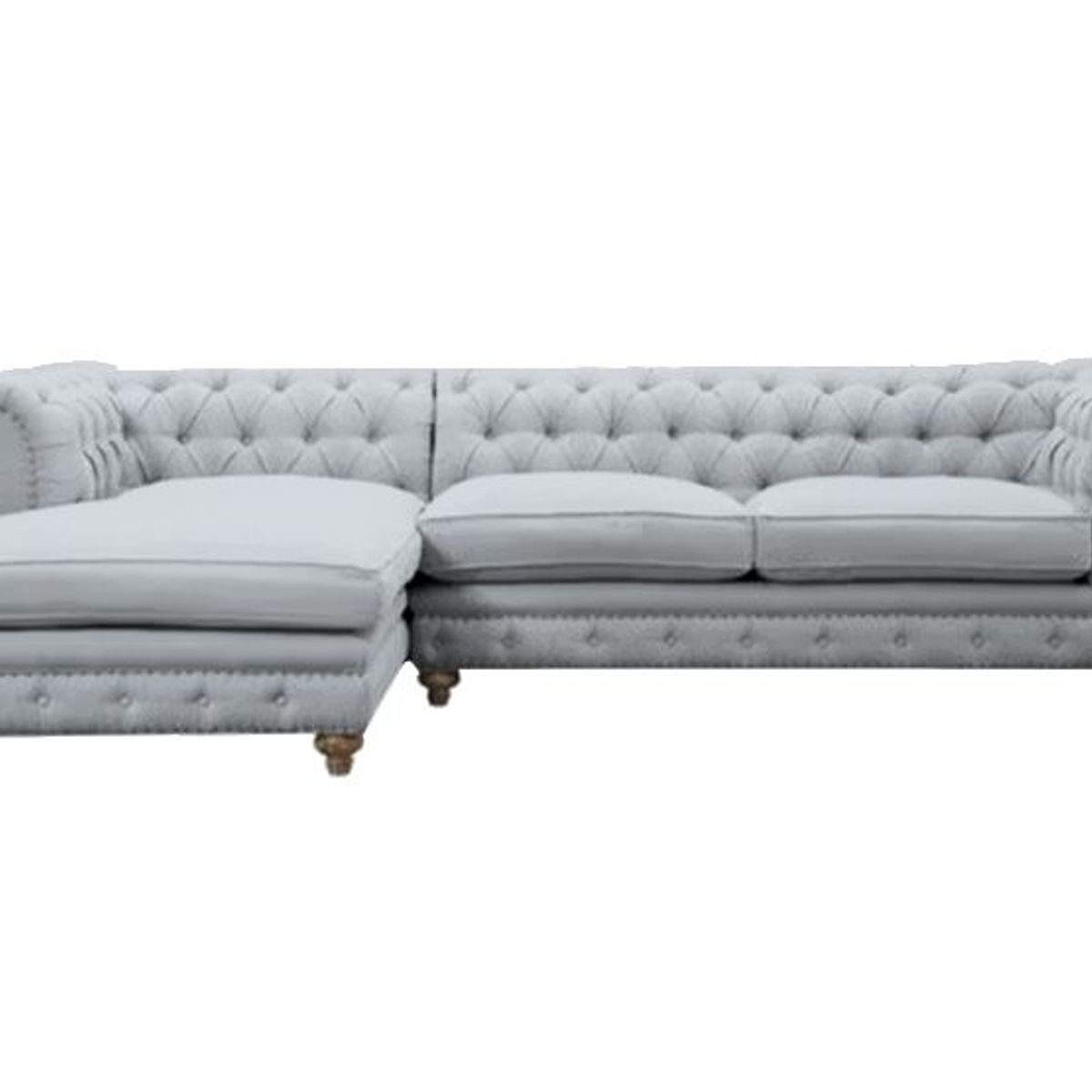 BARAKA HOME - Sofá Seccional Cheesterfield 3 Cuerpos Berovo - Gris Claro