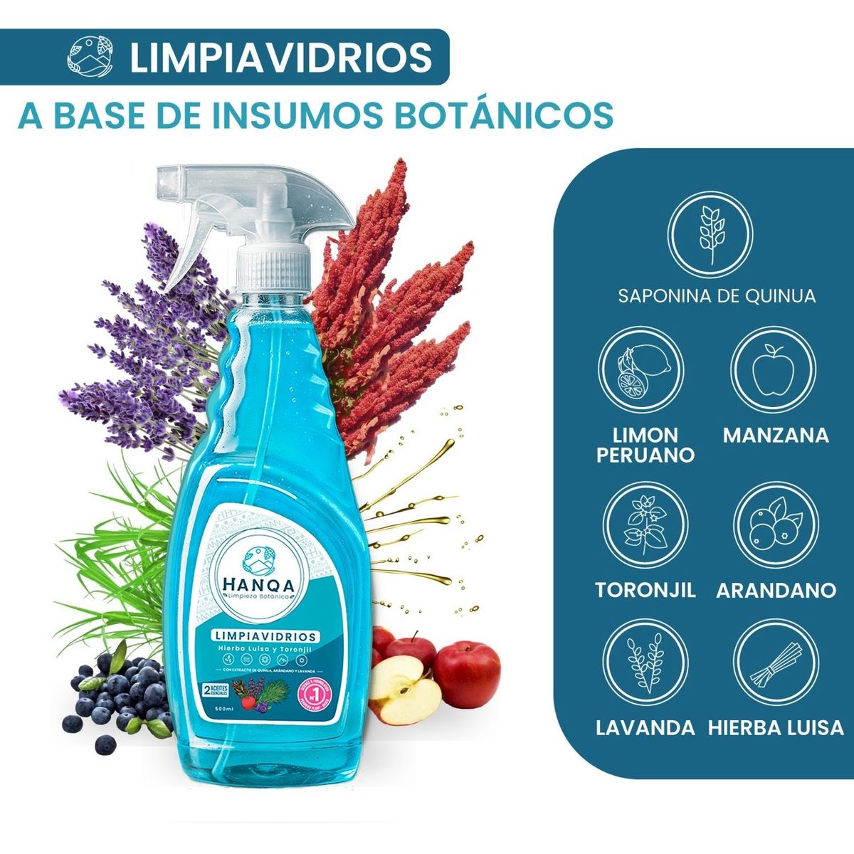 HANQA - Limpiavidrios Líquido HANQA Hierba Luisa Botella 500Ml
