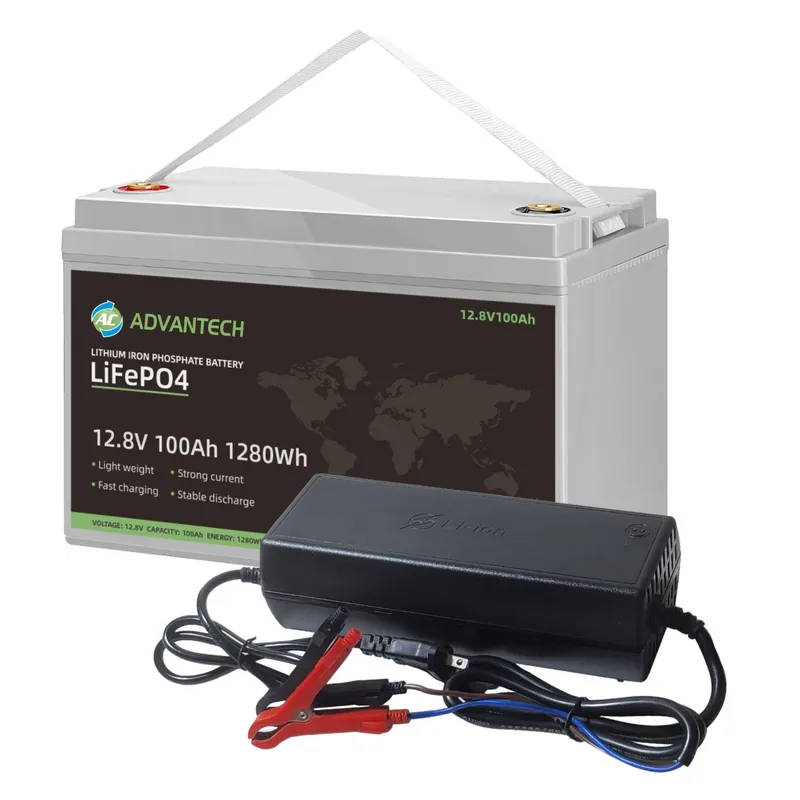 ADVANTECH - Batería Lifepo4 12V 100Ah con BMS incluye Cargador 14-6V 30A