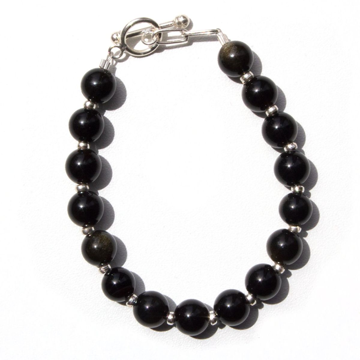 GENERICO - Pulsera de Onix con Detalles en Plata 1Ley