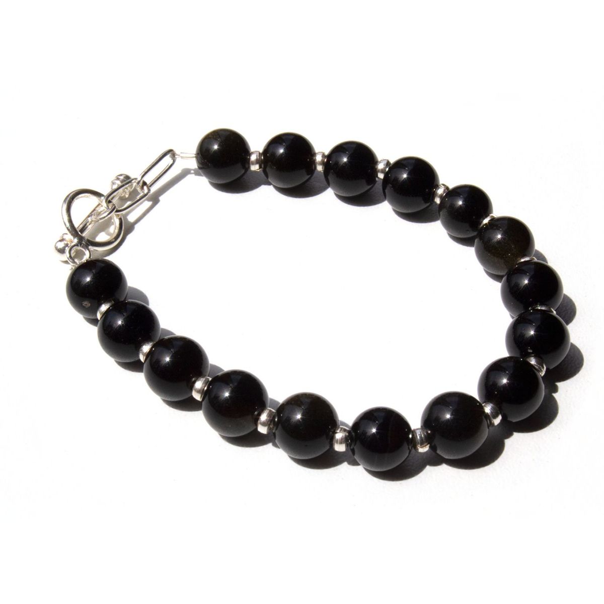 GENERICO - Pulsera de Onix con Detalles en Plata 1Ley