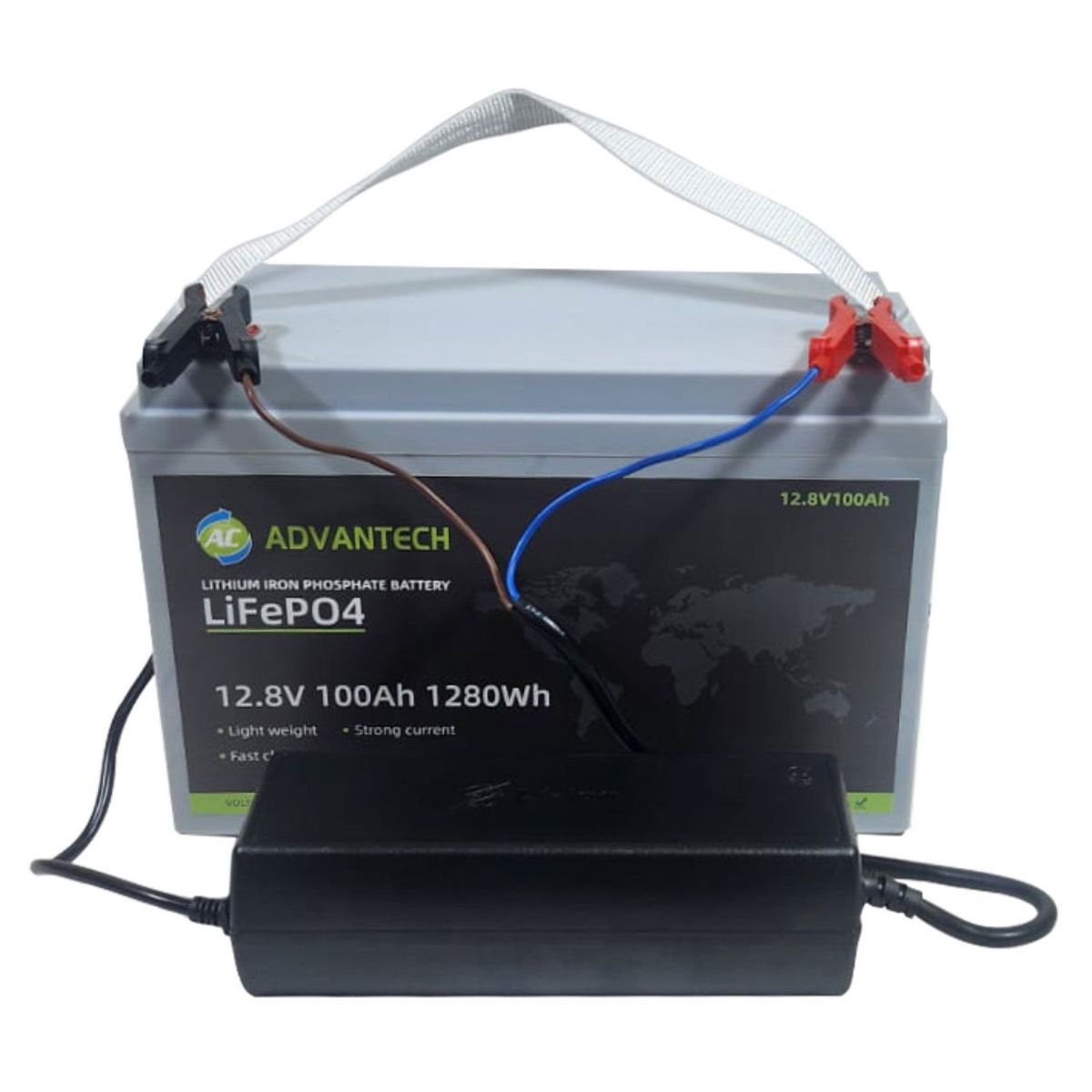 ADVANTECH - Batería 12V 100Ah Lifepo4 con BMS incluye Cargador 14-6V 30A