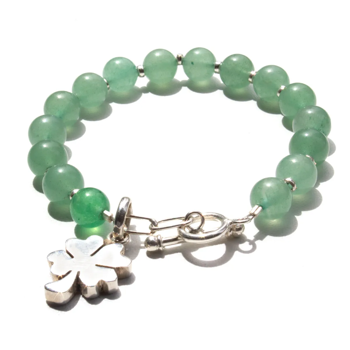 GENERICO - Pulsera Jade en Plata 1Ley con Dije Trebol