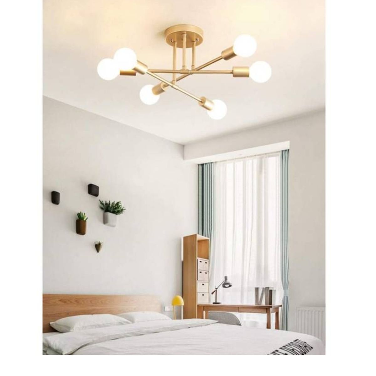 CEMLIGHTING - Lámpara de techo getafe dorado 6 sockets incluye kit de limpieza