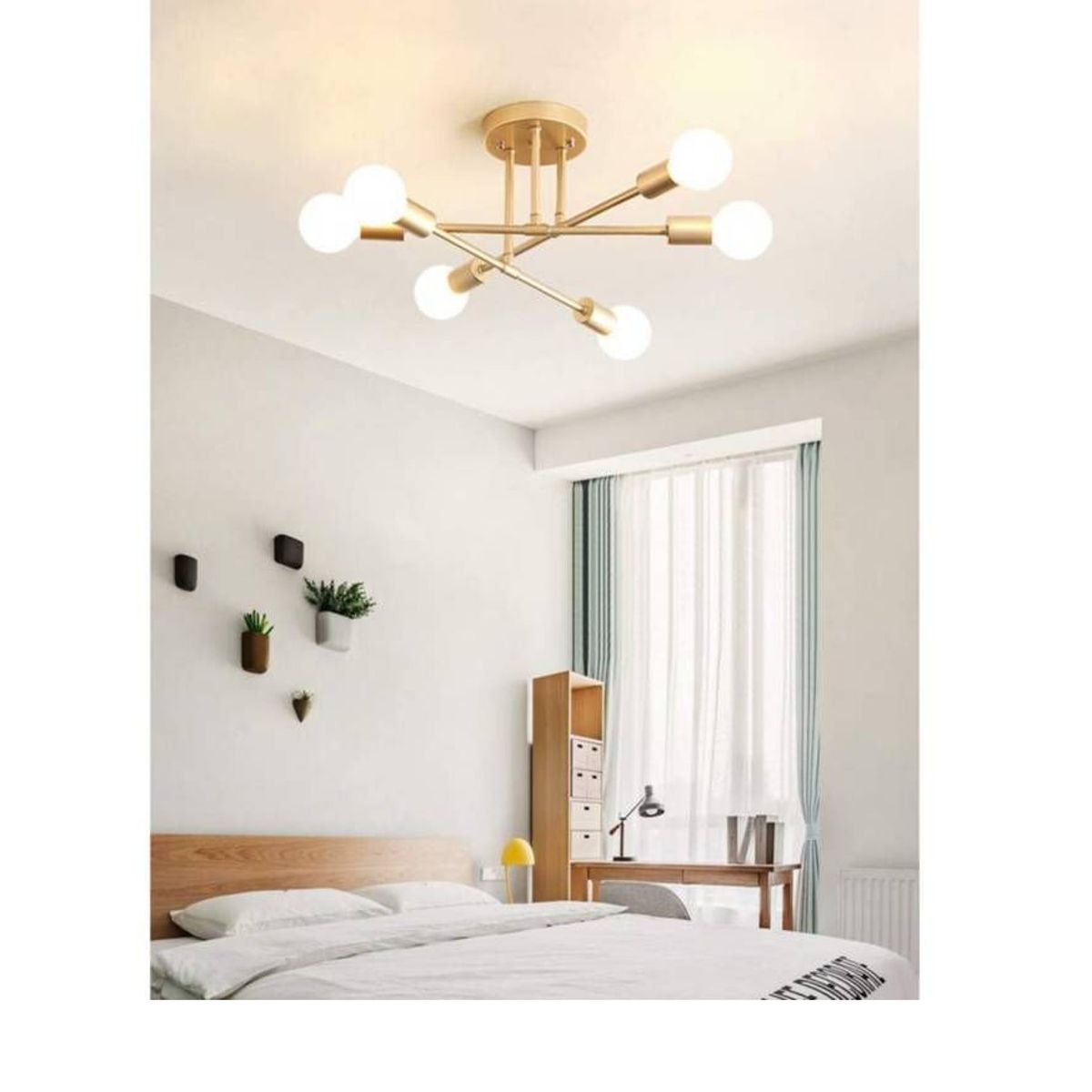 CEMLIGHTING - Lámpara de techo getafe dorado 6 sockets incluye kit de limpieza