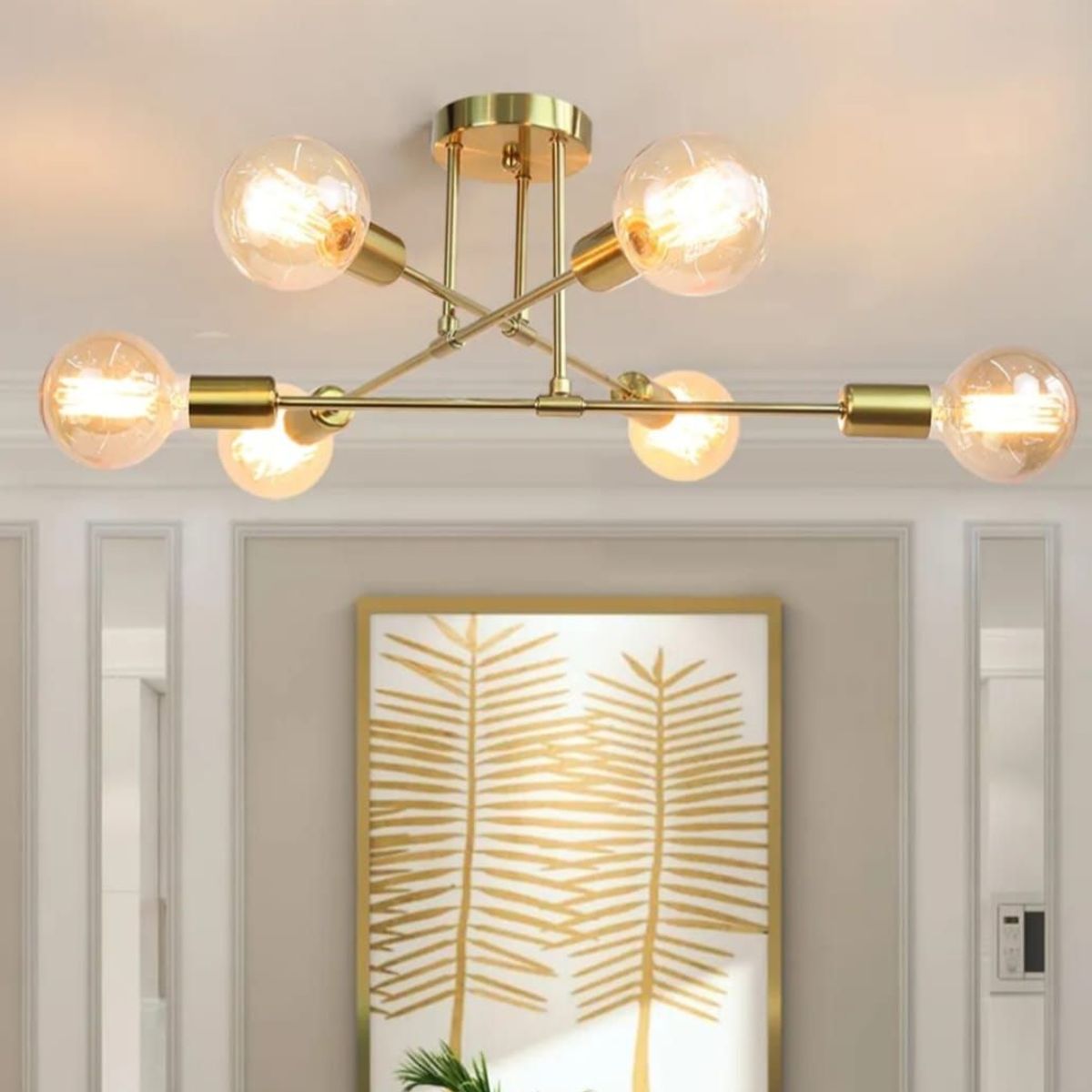 CEMLIGHTING - Lámpara de techo getafe dorado 6 sockets incluye kit de limpieza