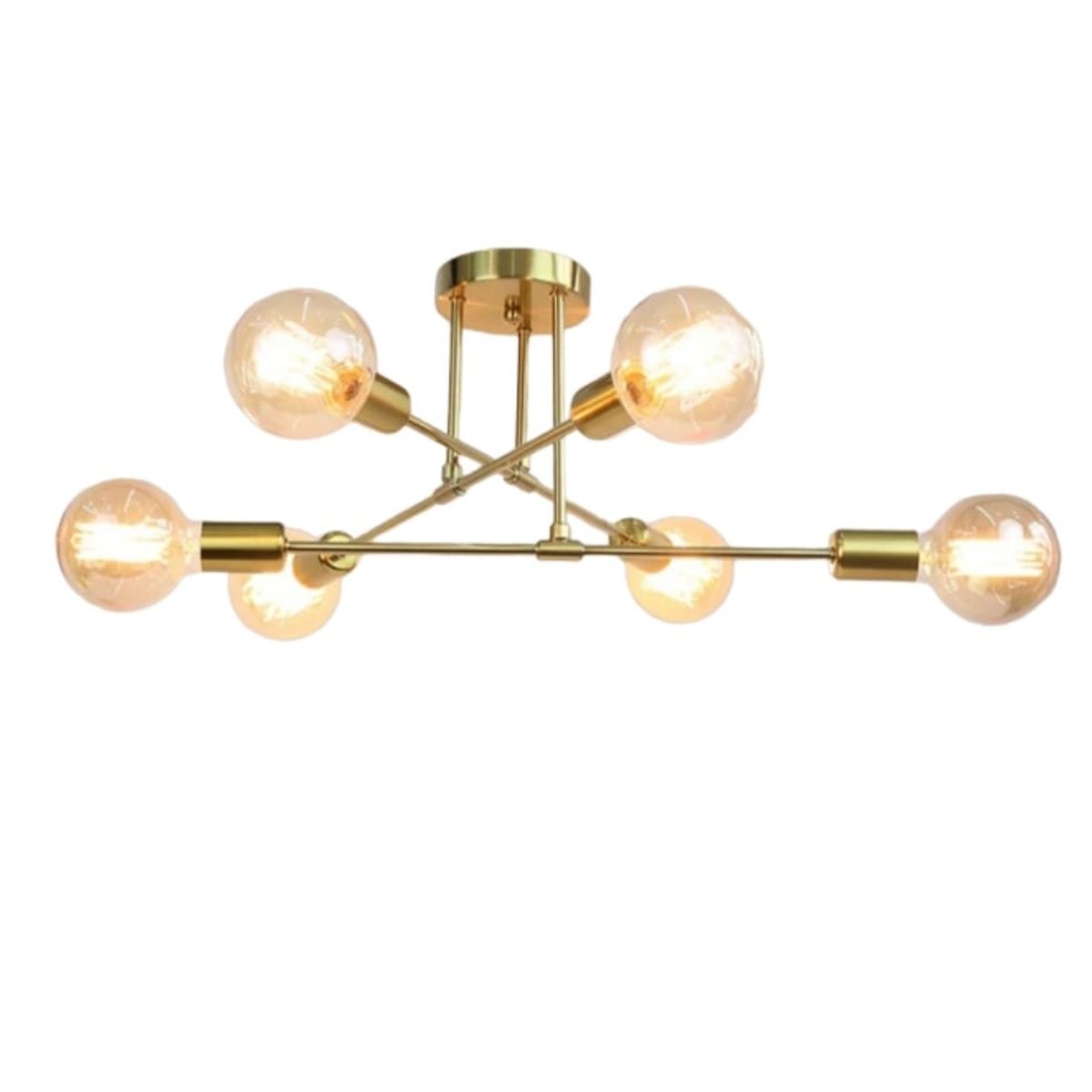 CEMLIGHTING - Lámpara de techo getafe dorado  INCLUYE 6 focos y kit.de limpieza