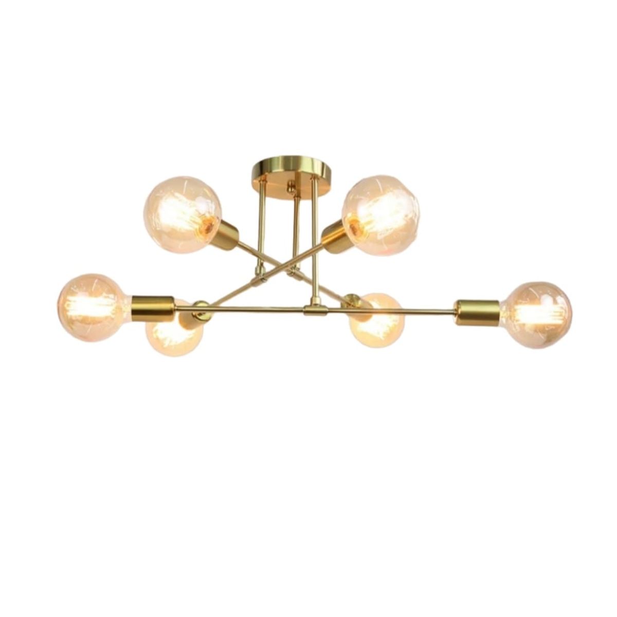 CEMLIGHTING - Lámpara de techo getafe dorado  INCLUYE 6 focos y kit.de limpieza