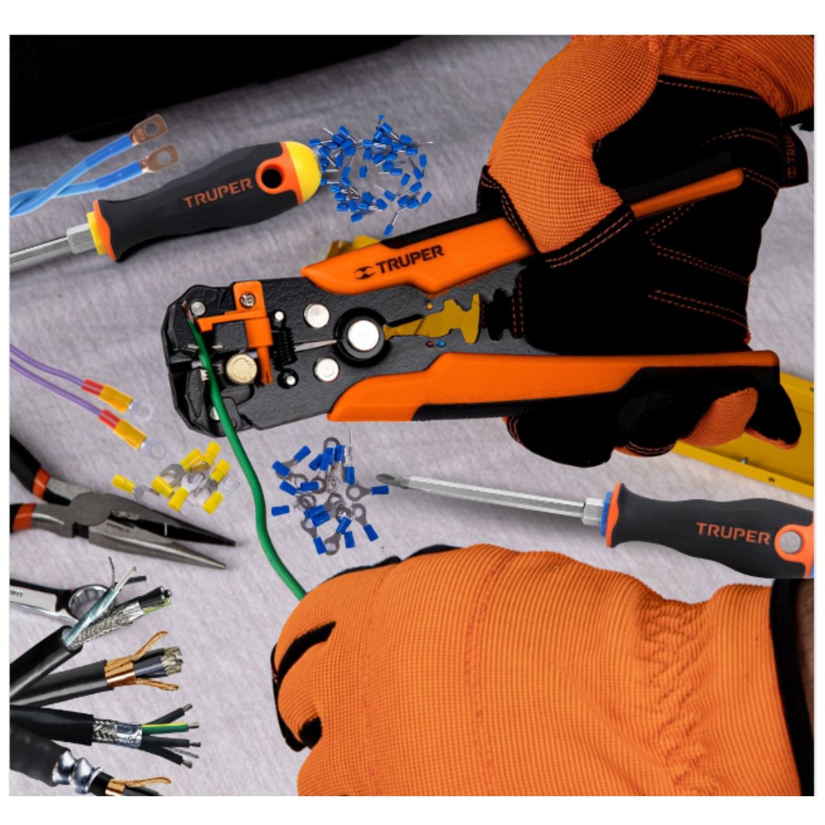 TRUPER - KIT PELACABLE PONCHADOR PROFESIONAL ORGANIZADOR 16 GAVETAS 2DESARMADOR