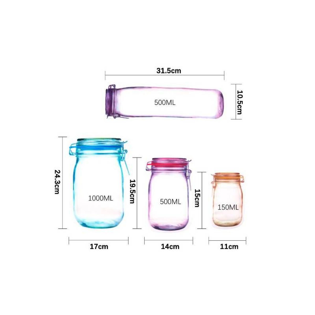 GENERICO - Bolsas herméticas cierre fácil set 4 unidades