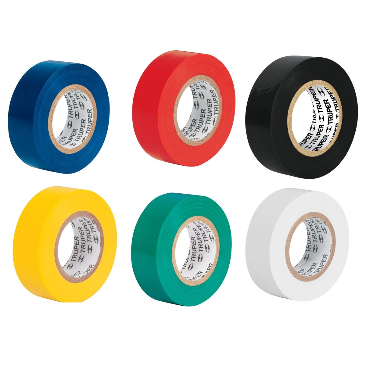 TRUPER - Kit cinta aislante 6 colores, 19mm x 9m