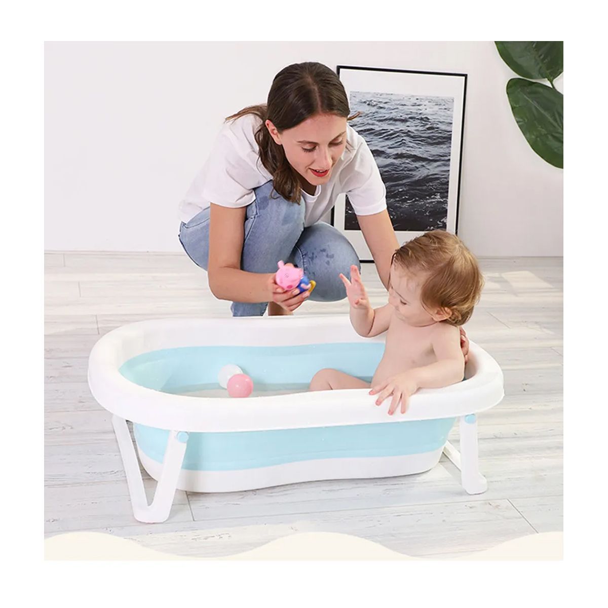 GENERICO - Tina Bañera Plegable Para Bebé Con Temperatura Celeste