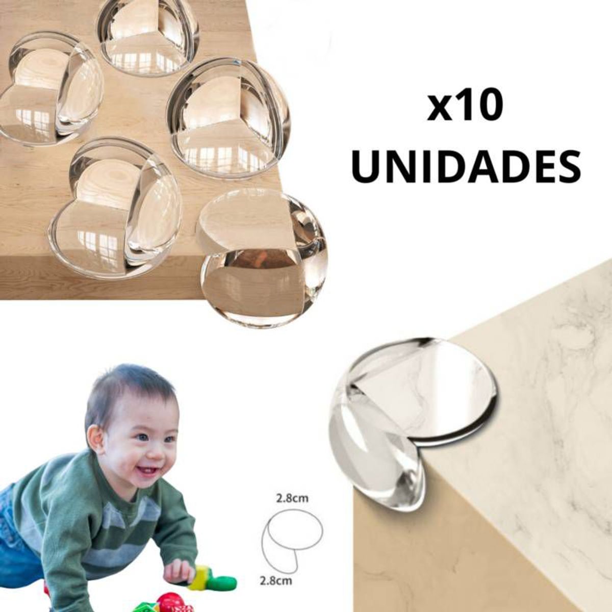 GENERICO - Protector de Esquinas Bebes para Muebles Transparente 10 und.