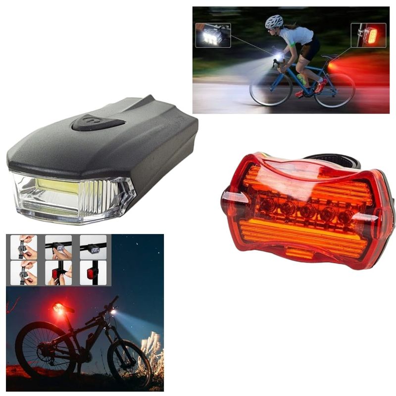 OEM - Pack 2 en 1 Luz LED Delantera y Trasera para Bicicleta Recargable