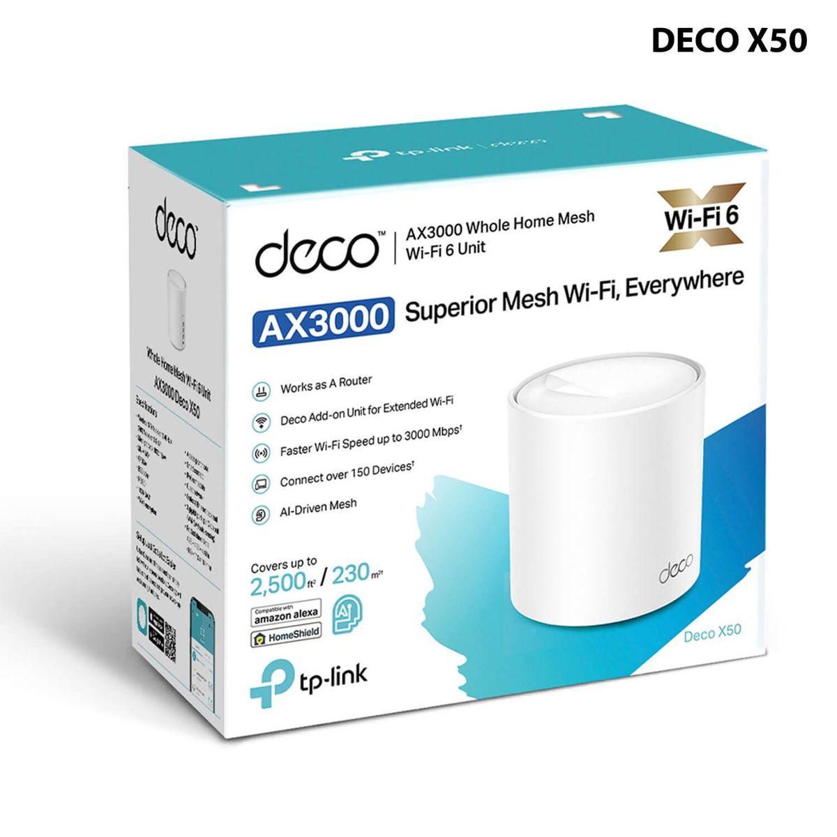 TP LINK - MESH KIT 1-PACK, AX3000, 2 ANTENAS INTERNAS, 3P X GB (DECO X50-1)