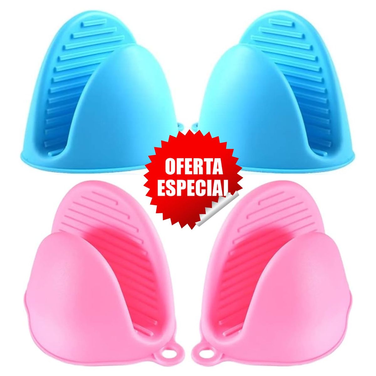 GENERICO - Pack x4 Guantes para Horno de Silicona Manoplas Para Cocina Repostería