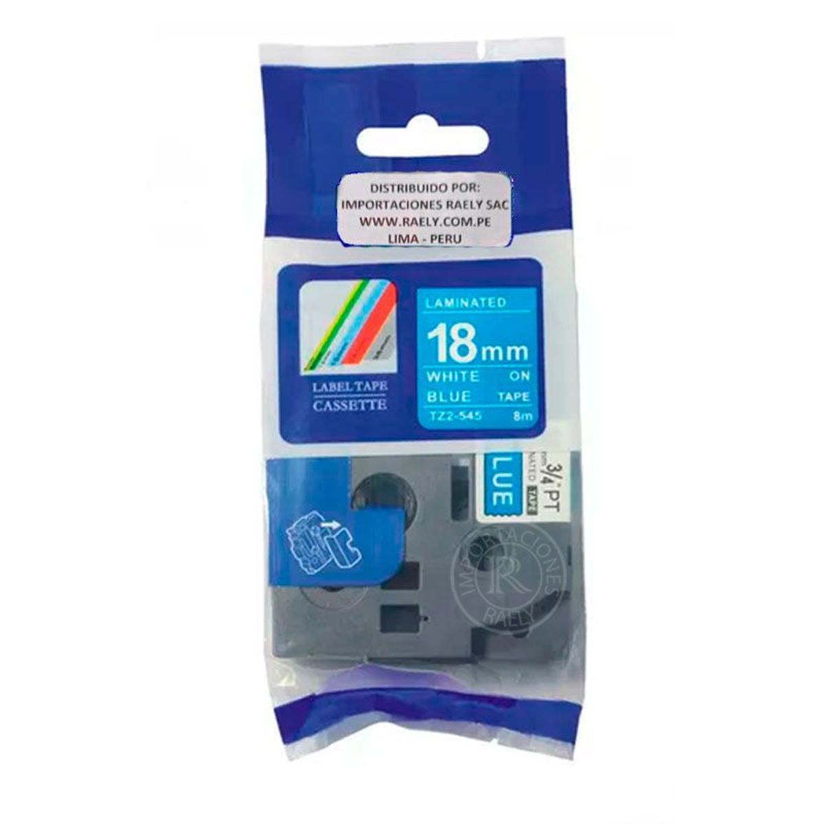 GENERICO - TZ2-545 CINTA FONDO AZUL LETRA BLANCO 18MMX8M BROTHER TZE-545