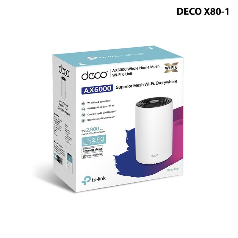 TP LINK - MESH KIT-1 AX6000 4 ANTENAS INT, 2P X GB + 1P X 2.5GB (Deco X80-1)