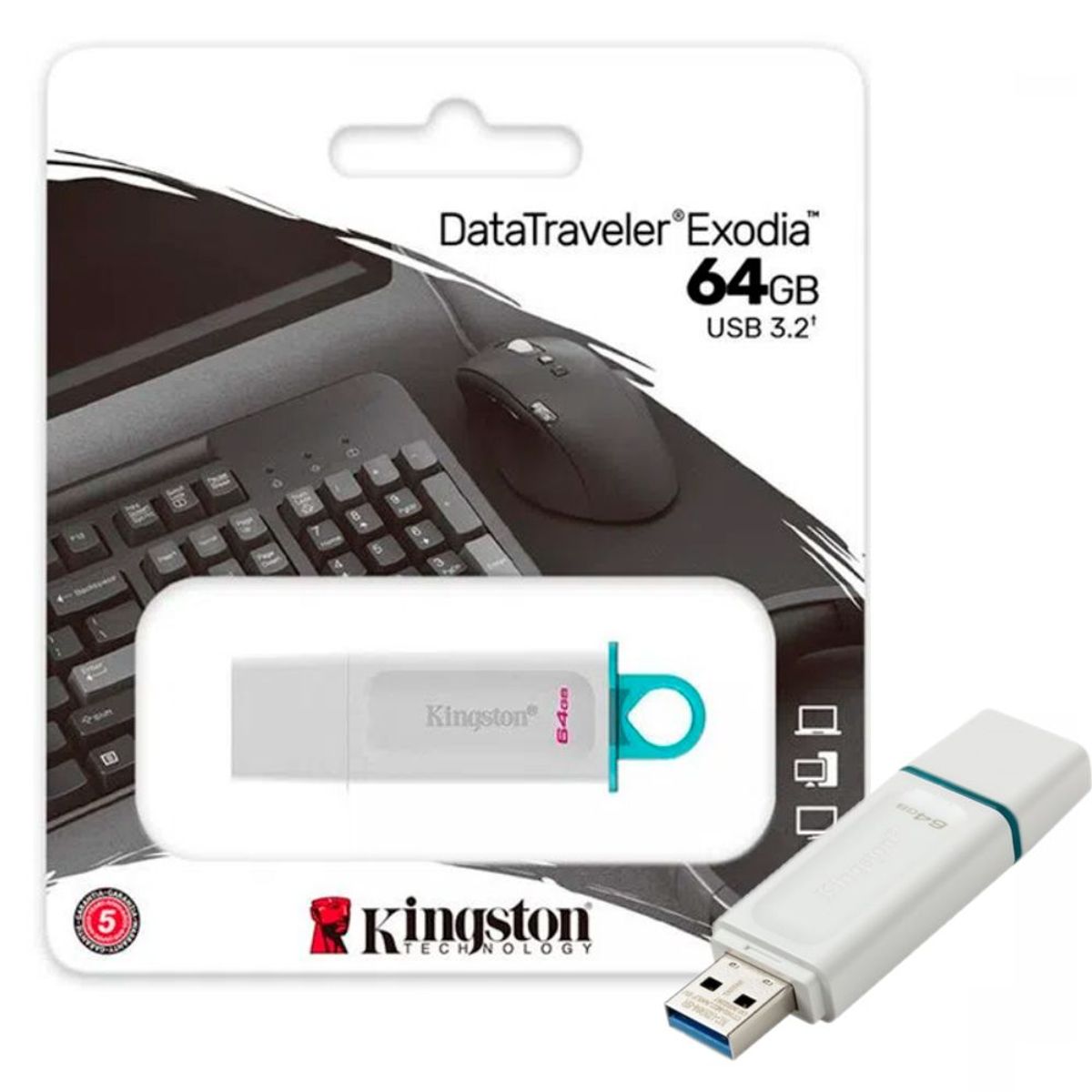 KINGSTON - Memoria USB 64GB Kingston Exodia Blanco