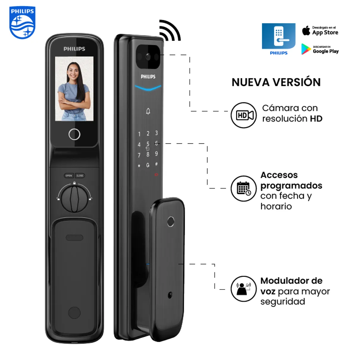 PHILIPS - CERRADURA DIGITAL ALPHA VP 5HWS PHILIPS - Nueva Versión