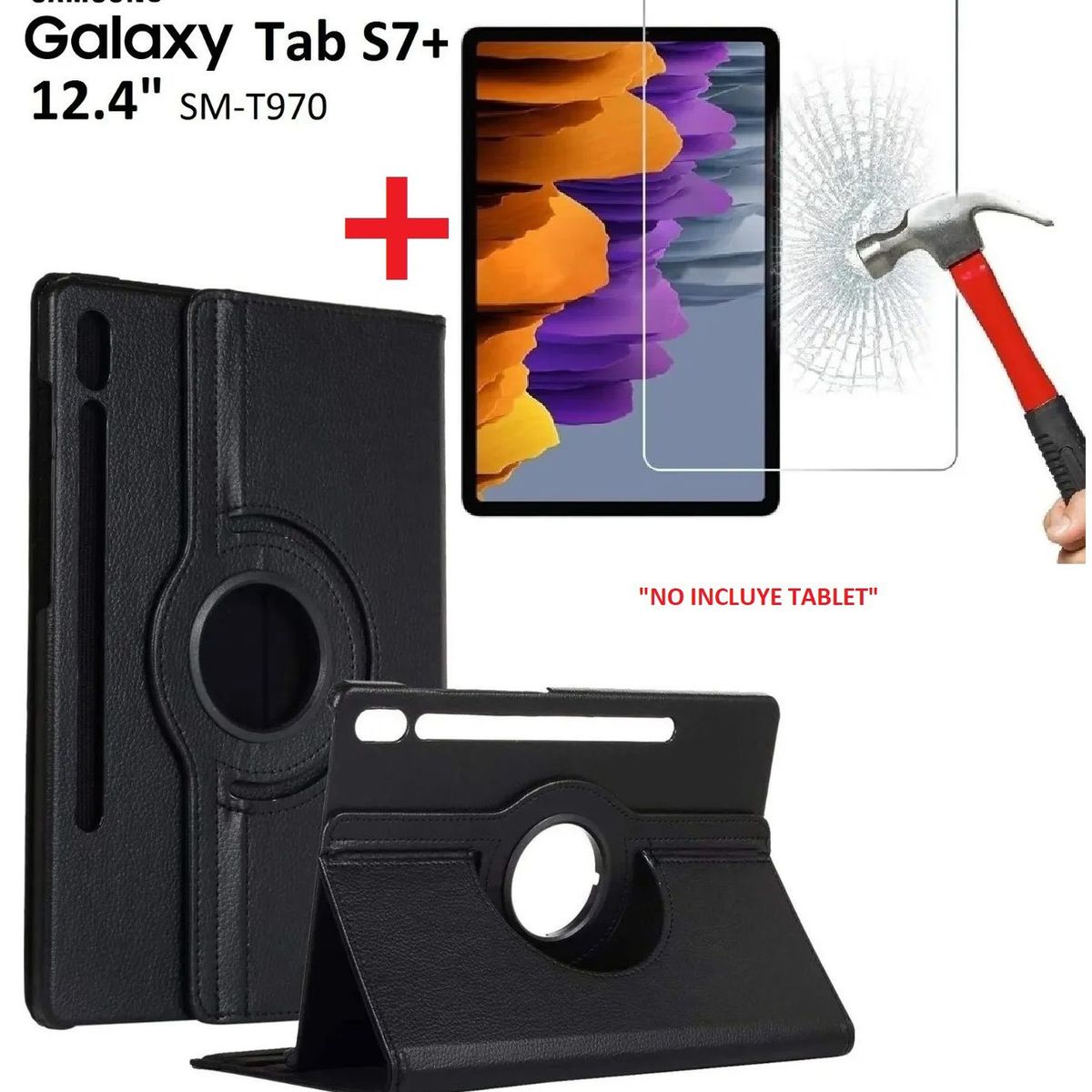 GENERICO - Funda Case + Vidrio de Pantalla para Samsung Tab S7 Plus 12.4 SM-T970