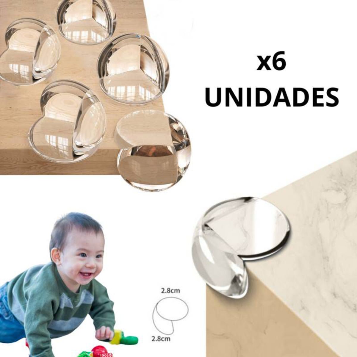 GENERICO - Protector de Esquinas Bebes para Muebles Transparente 6 und.