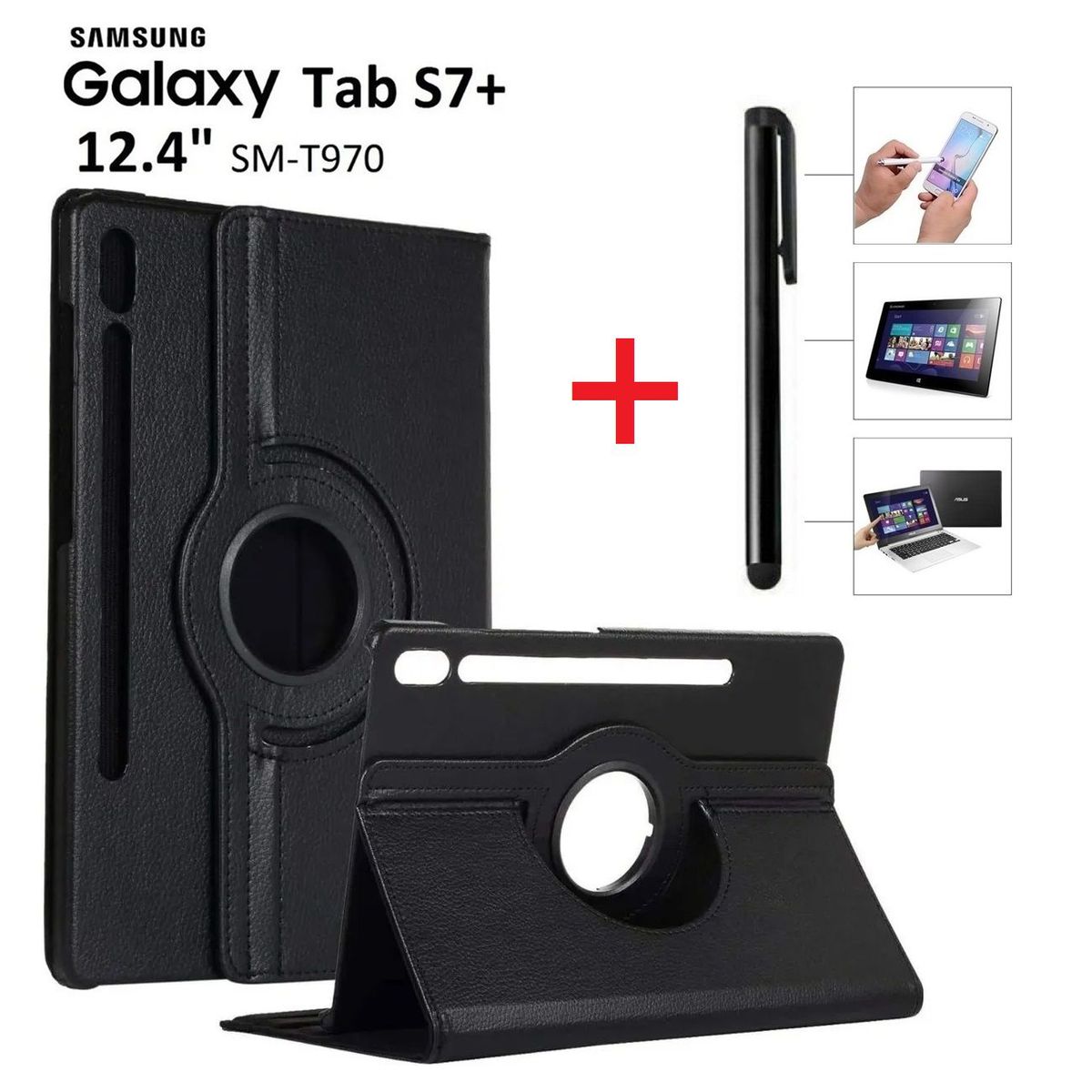GENERICO - Funda Protector + Lápiz Óptico para Samsung Tab S7+ Plus 12.4 SM-T970