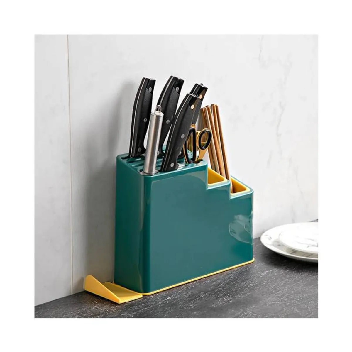 GENERICO - Organizador Multiuso Para Cocina Cuchillos Tijera Utensilios Verde