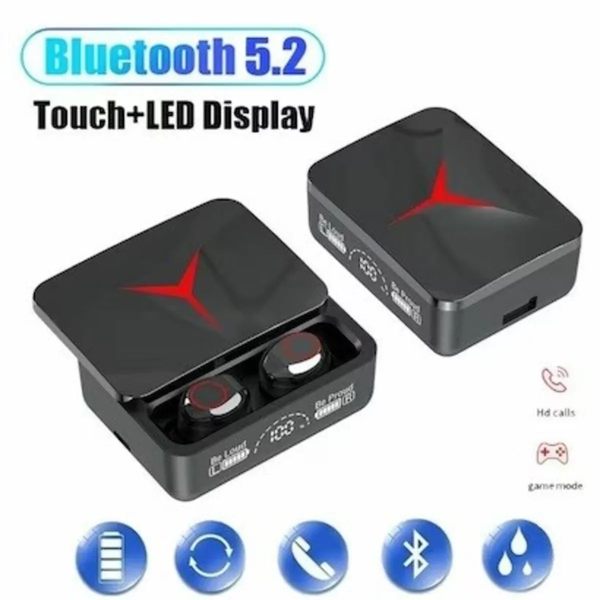 GENERICO - Audífonos inalámbricos pantalla led bluetooth M90 con powerbank NEGRO