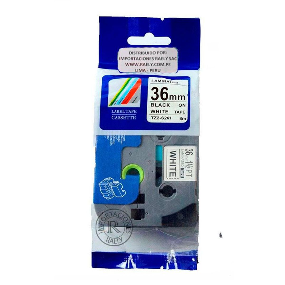 GENERICO - TZ2-S261 FONDO BLANCO LETRAS NEGRAS 36MM X 8MTS GENERICO TZE-S261