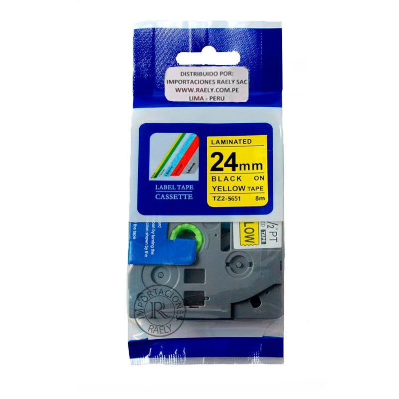 GENERICO - TZ2-S651 FONDO YELLOW LETRAS BLANCAS 24MM X 8MTS TZE-S651