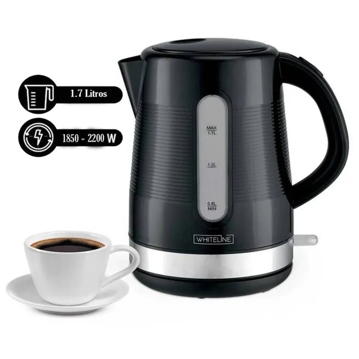 WHITELINE - Hervidor Eléctrico de 1.7 litros Whiteline 1707 Negro