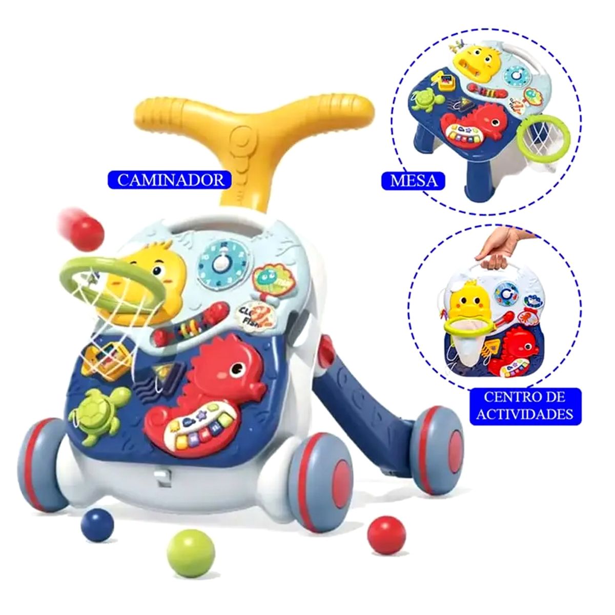 IDEAL - Caminador con Centro de Actividades 3 en 1 Stoller Azul