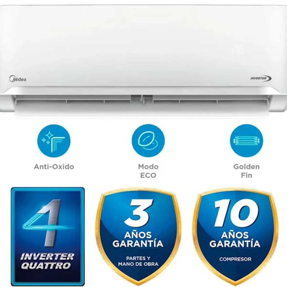 MIDEA - AIRE ACONDICIONADO MIDEA SPLIT DE 12,000 BTU INVERTER FRIO SOLO