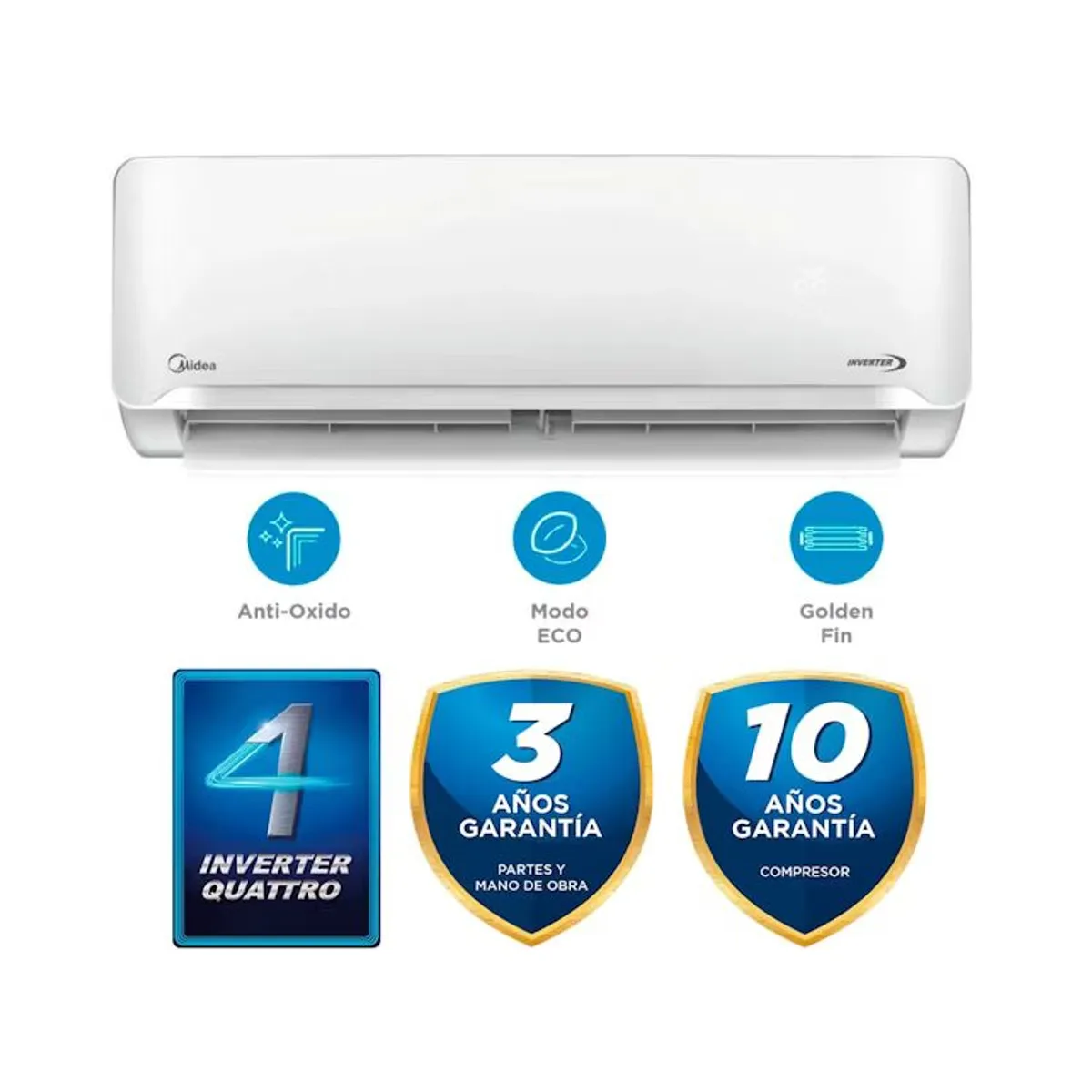 MIDEA - AIRE ACONDICIONADO MIDEA SPLIT DE 12,000 BTU INVERTER FRIO SOLO