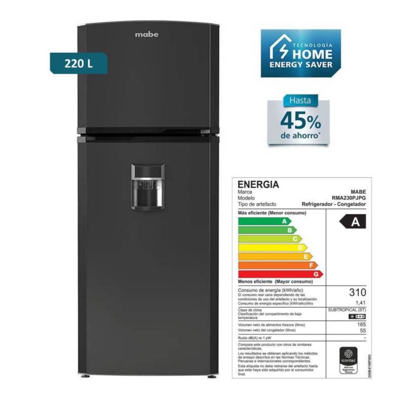 MABE - Refrigeradora Mabe No Frost 220 LITROS RMA230PJPG GRAFITO.