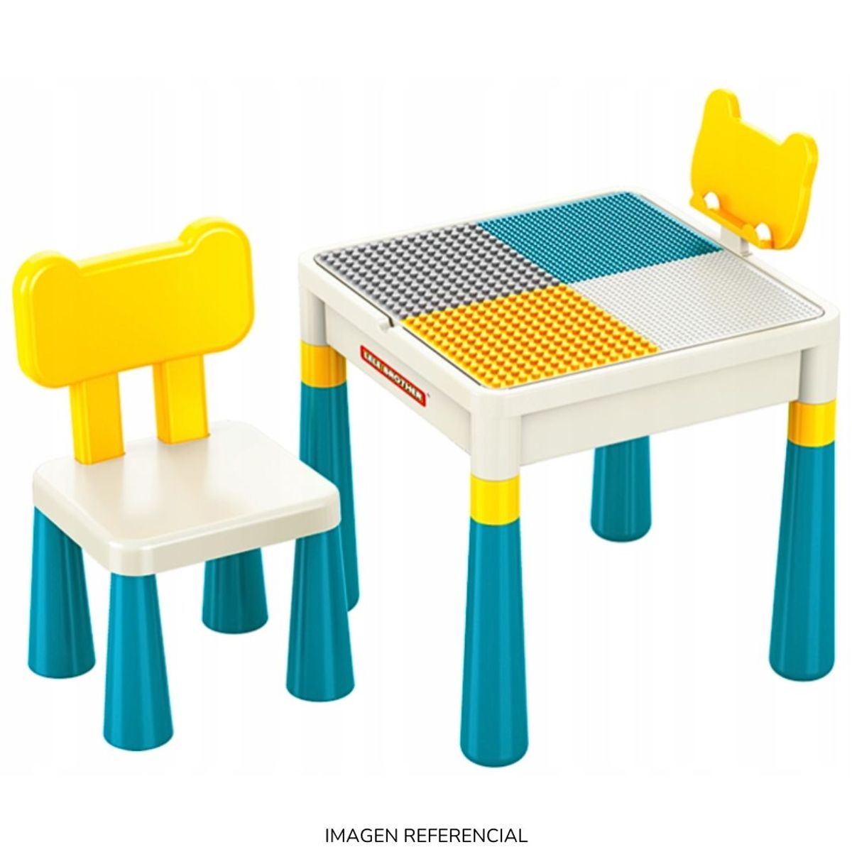 GENERICO - Juego de mesa y silla tablero doble cara para legos y juegos