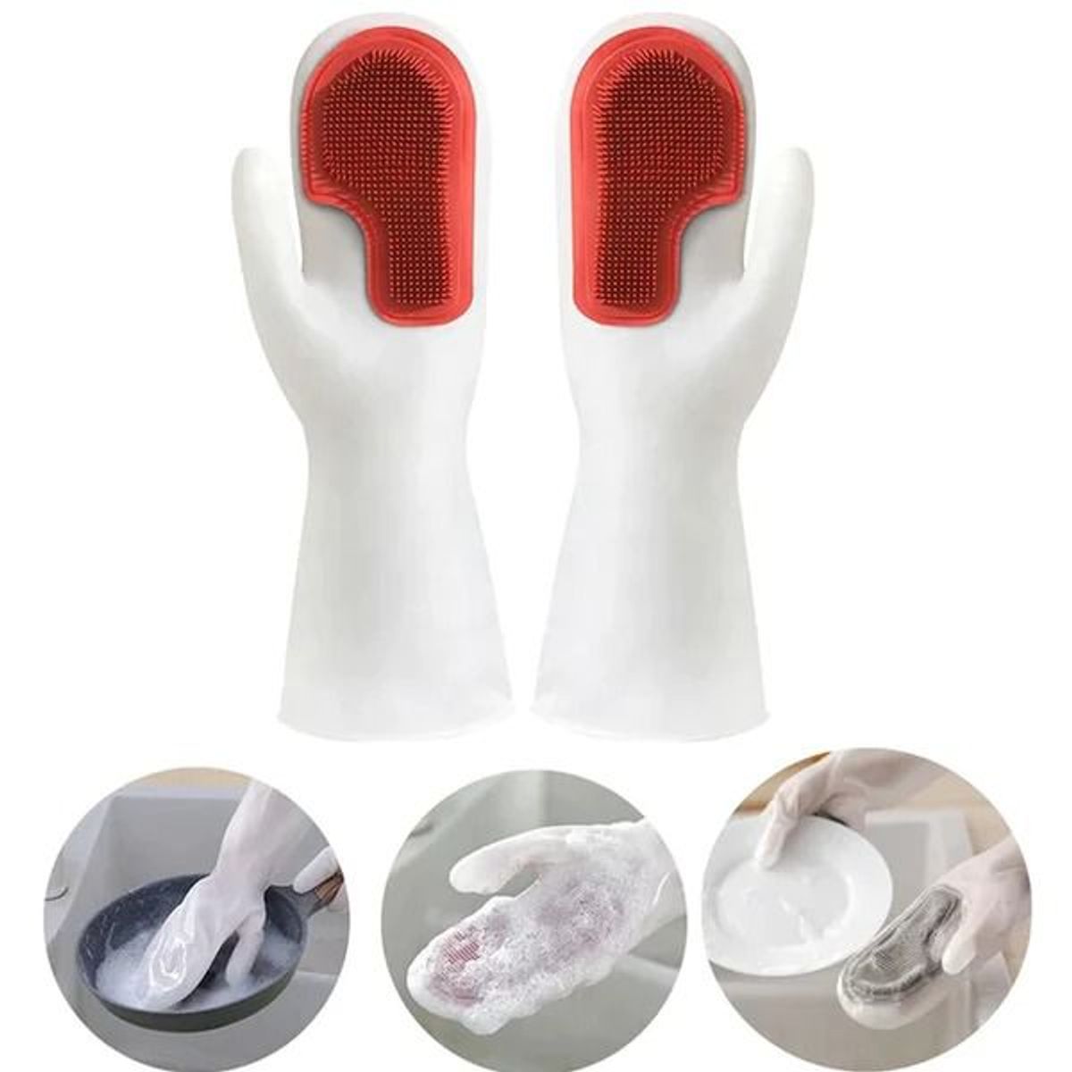OEM - x3 Guantes para Lavar Platos de Silicona Resistentes al Calor  Cepillo
