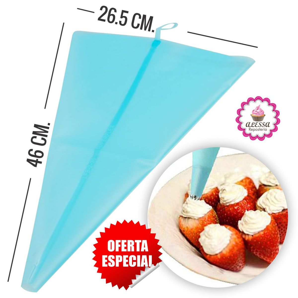 GENERICO - Manga de silicona para Repostería Pack x 3 unid. tamaño L Extra Grande