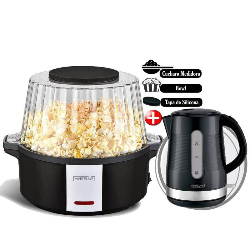 WHITELINE - Combo Máquina para Pop Corn Maker Whiteline B015  +Hervidor