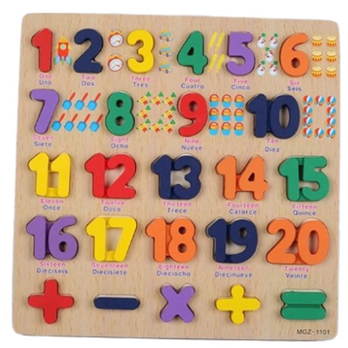 GENERICO - Rompecabezas de alto relieve 1 al 20 / ingles - español