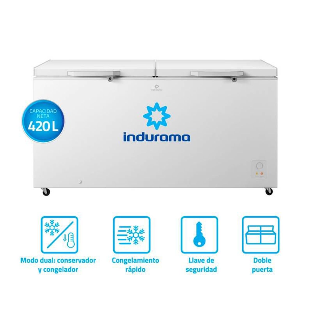 INDURAMA - Congeladora Indurama Defrost 420L CI-420BL Blanco
