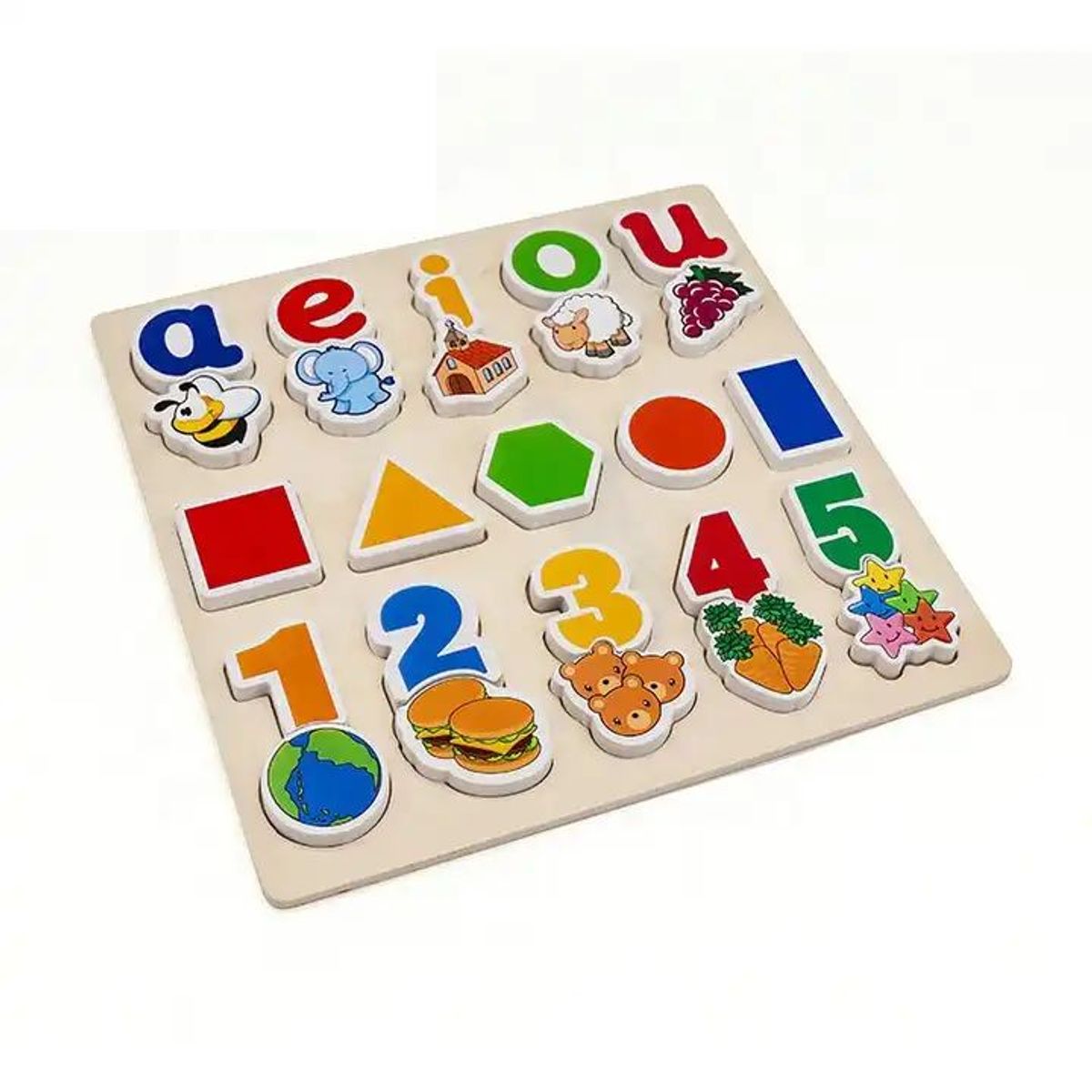 GENERICO - Rompecabezas de Alto Relieve Vocales Figuras y Números